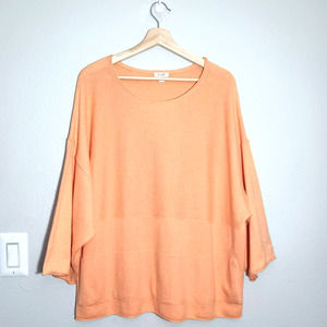 Purejill Casual Warm Boho Front Pocket Short Sleeve Orange Size S Tunic Sweater